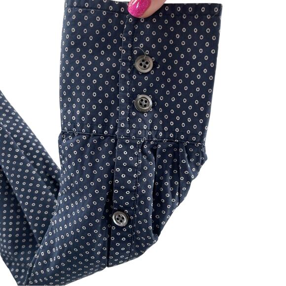 J. Crew Perfect Fit 100% Cotton Navy Blue Button Front Rounded Collar Shirt 6 - Picture 3 of 8